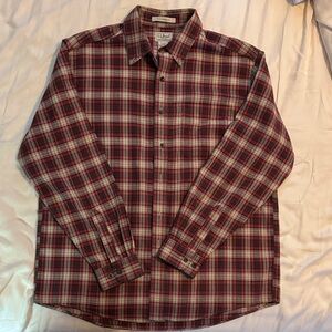 L.L. Bean Men's Plaid Shirt - Burgundy and Cream